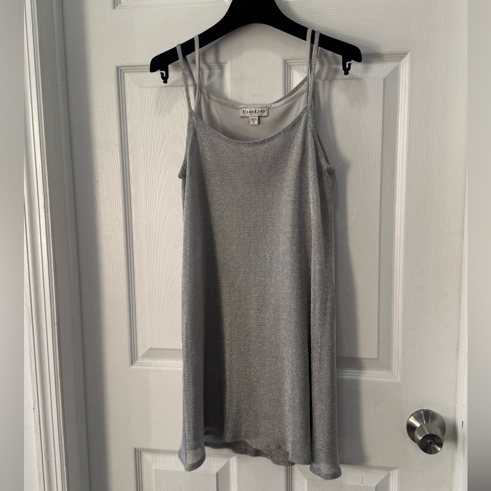 Bebe Shimmering Silver Dress (Small)